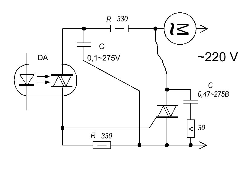 Схема выключателя на симисторе